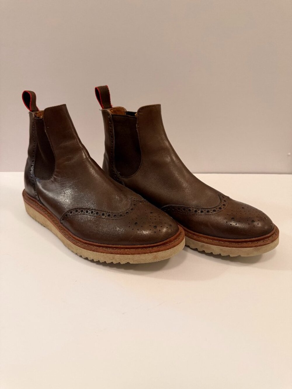 Allen Edmonds Wingtip Brogue Chelsea Boots Mens 8.5 D Brown Leather